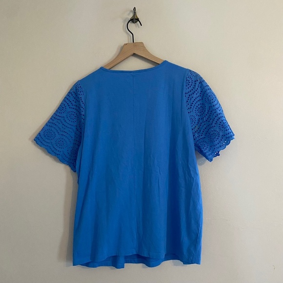 Banana Republic Eyelet-Sleeve T-shirt, Lapis Blue, Size Large. - Picture 4 of 6